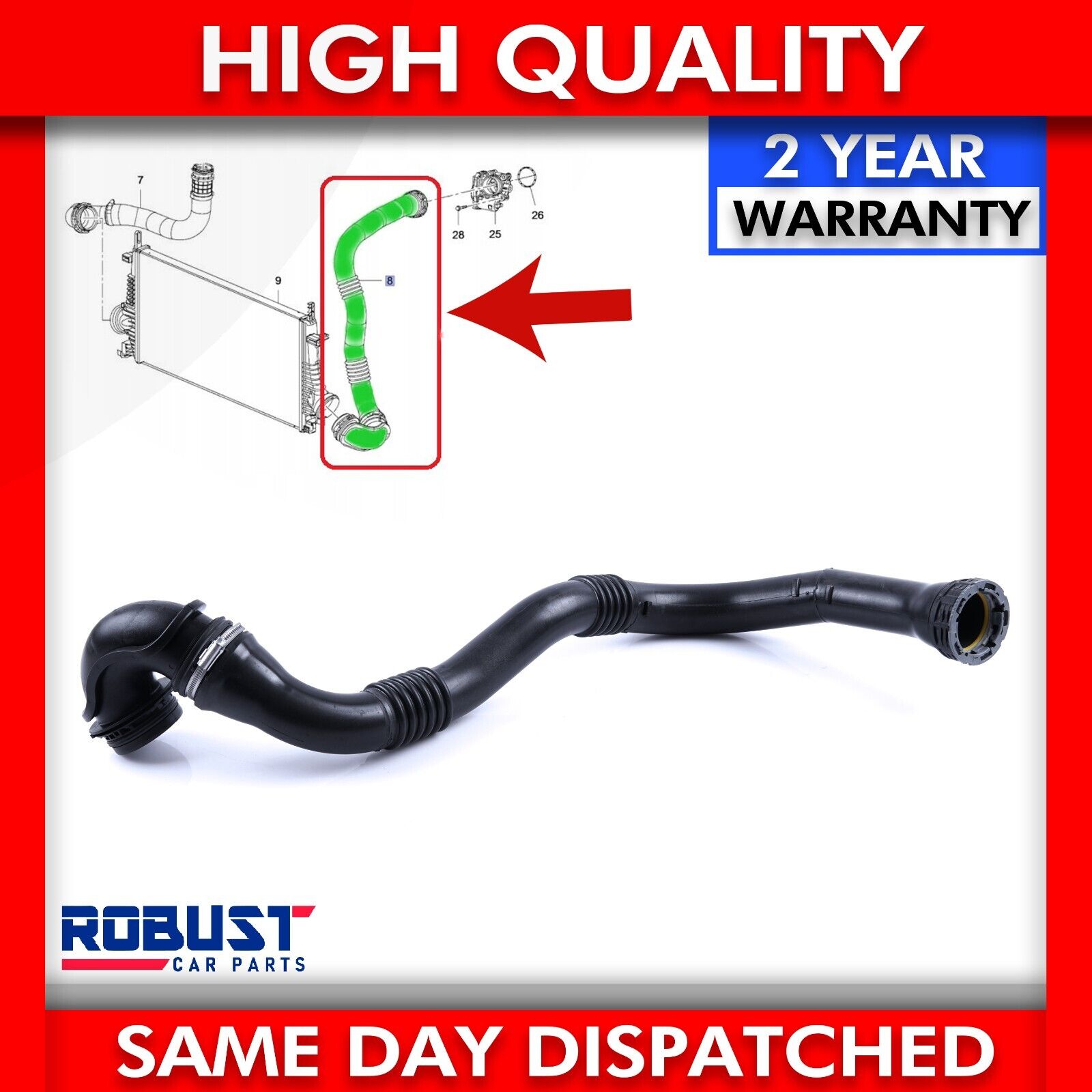 Turbo Intercooler Hose Pipe For Vauxhall/Opel Antara & Chevrolet Captiva 2011-On - Left Lower